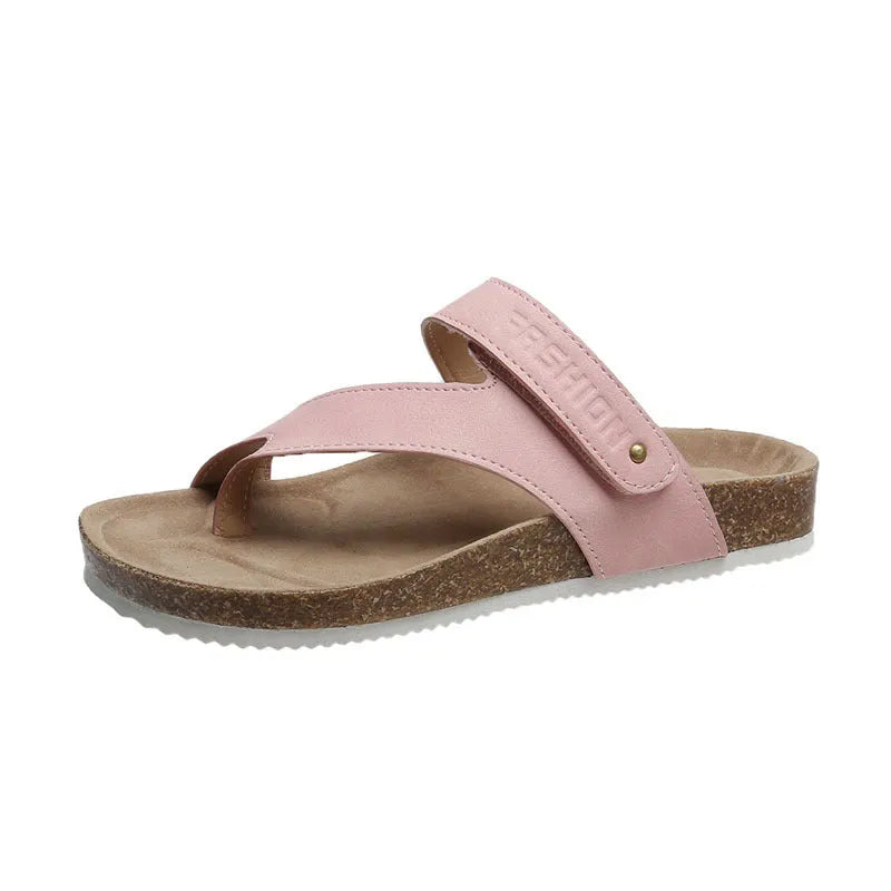 Flat toe ring thick-soled flip-flops in blue colour with foam sole and artificial PU upper