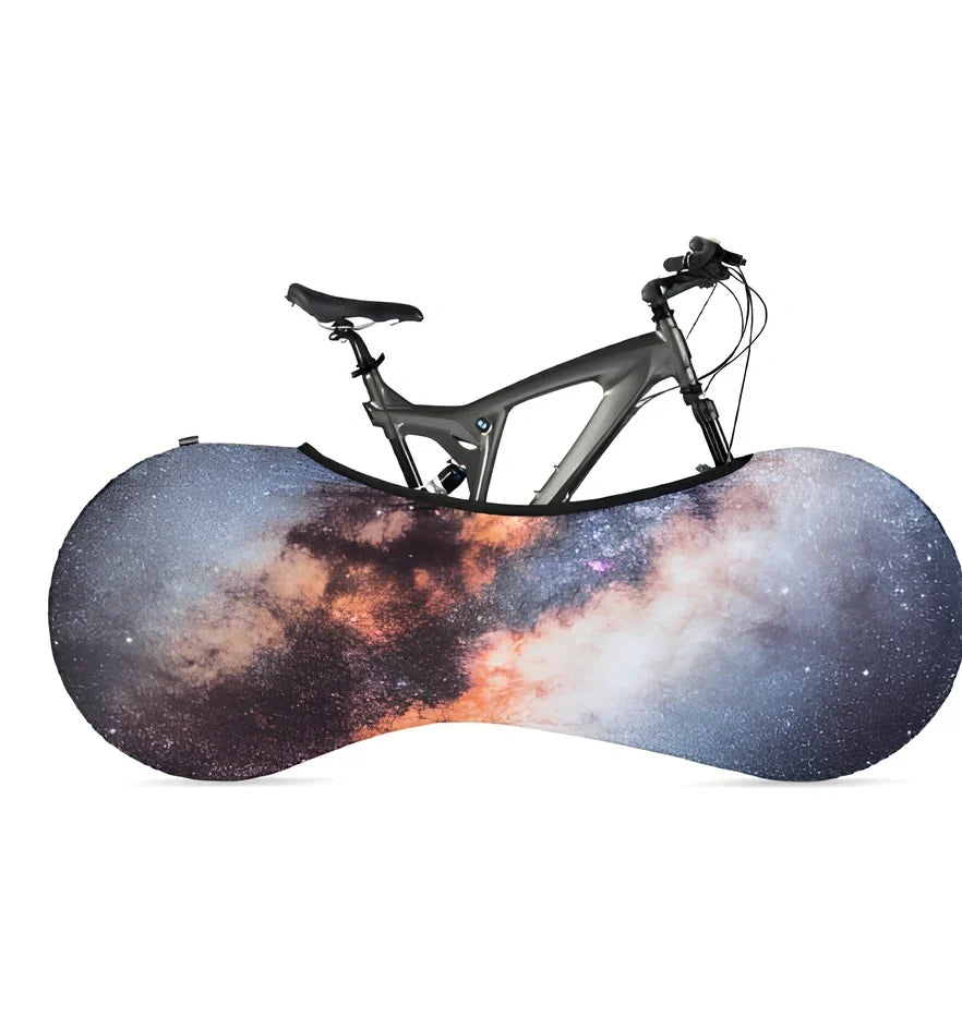 Bicycle protective cover made of 87% polyester and 13% cotton for indoor dust prevention on tyres