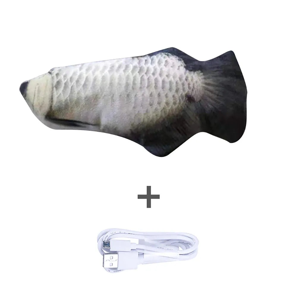 Electronic jumping fish cat toy 30cm length USB rechargeable multicolour PP material