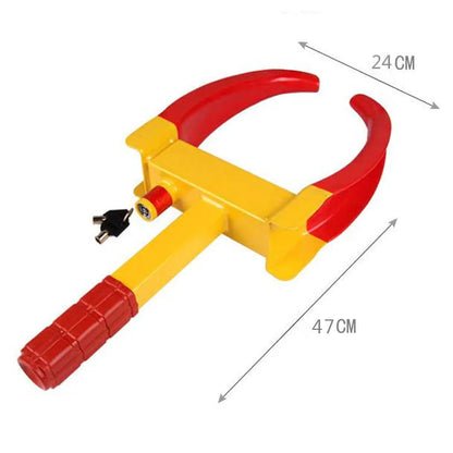 Steel horn wheel lock car tire lock with 8-hole and 9-hole adjustment and lock cylinder