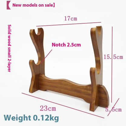 Handmade wooden multi-layer wall bracket in Chinese style with solid wood construction