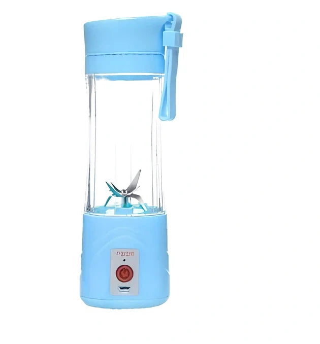 Portable blender with 400ml transparent cup, USB charging port, and 6 stainless steel blades