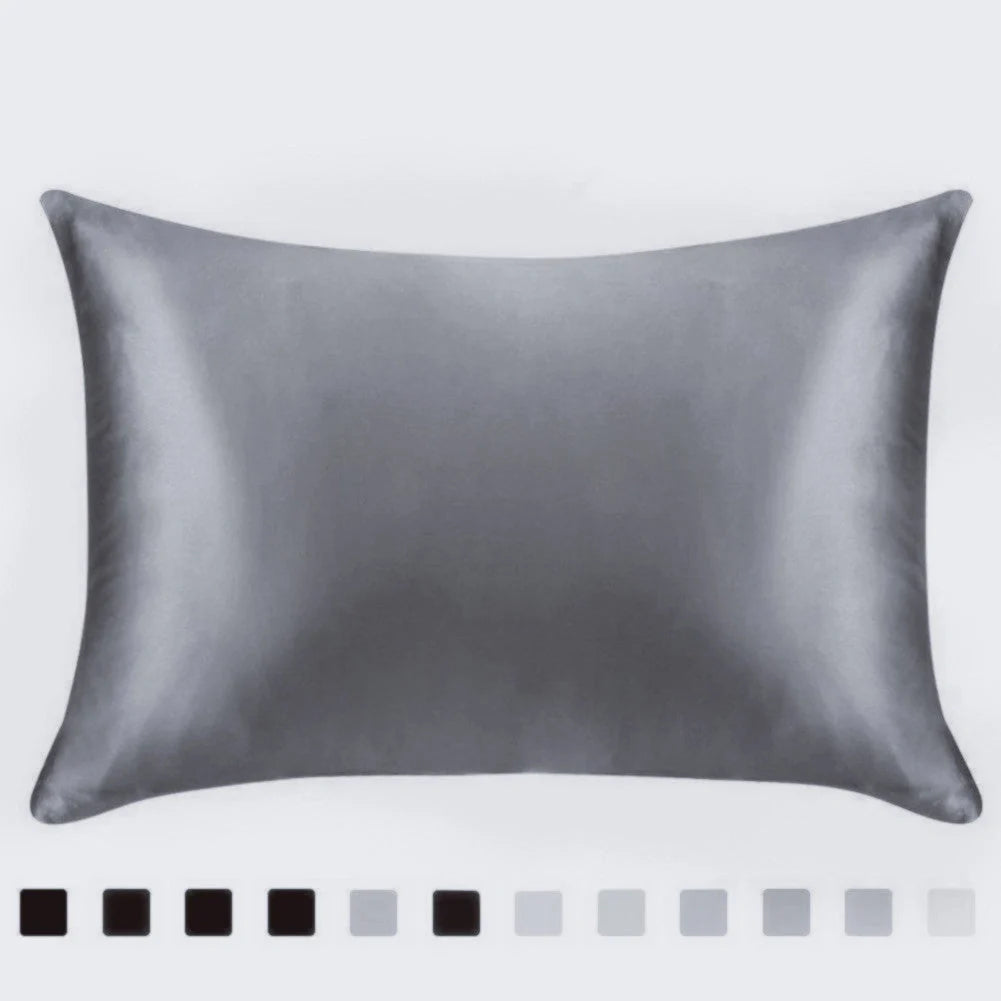 Luxurious satin pillowcases in various colors and sizes, offering soft and breathable comfort