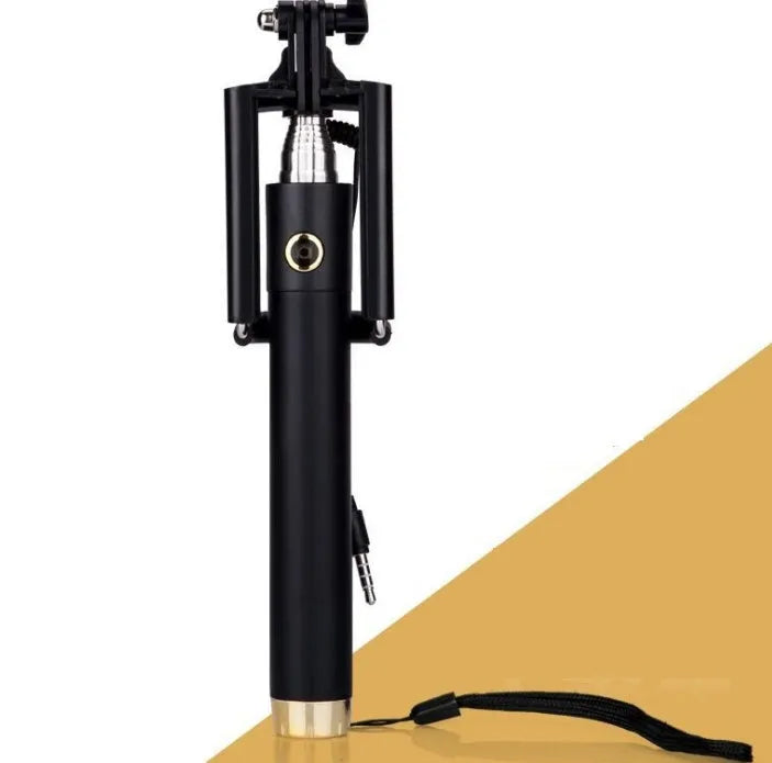 Aluminium alloy telescopic line-controlled self-timer rod in multiple colours.