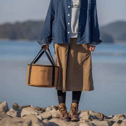 Camping bucket storage bag in canvas and Oxford cloth with pearl cotton lining, three sizes and capacities