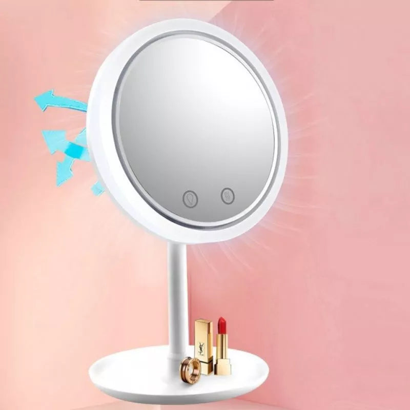 Fan LED Light Makeup Mirror with adjustable lighting and cooling fan