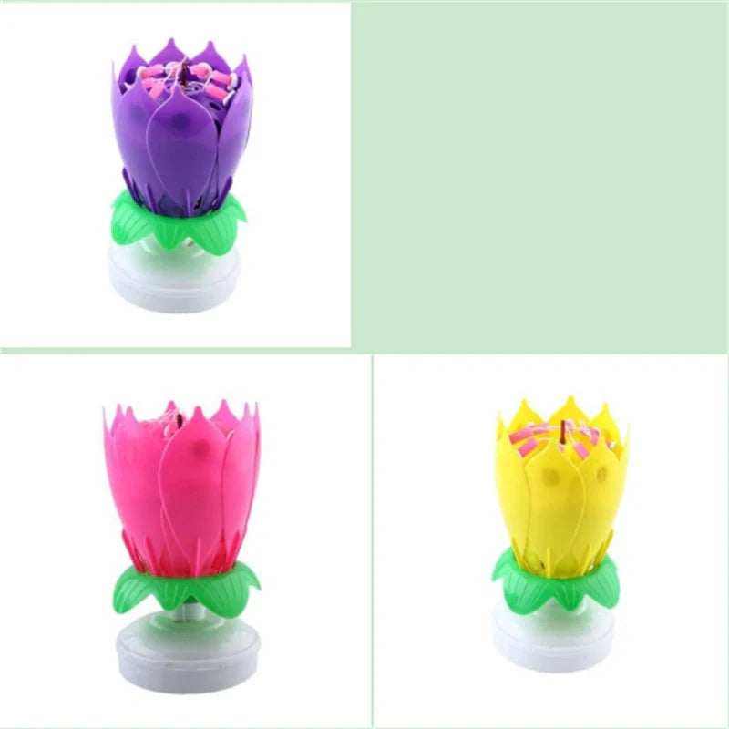 Musical Lotus Candles in various colors with a unique lotus design and music feature