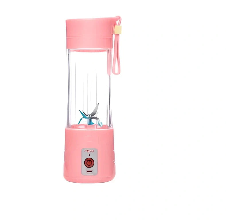 Portable blender with 400ml transparent cup, USB charging port, and 6 stainless steel blades