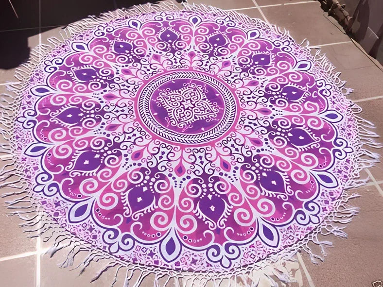 150cm Bohemian pattern beach towel with quick-dry polyester in five colour options