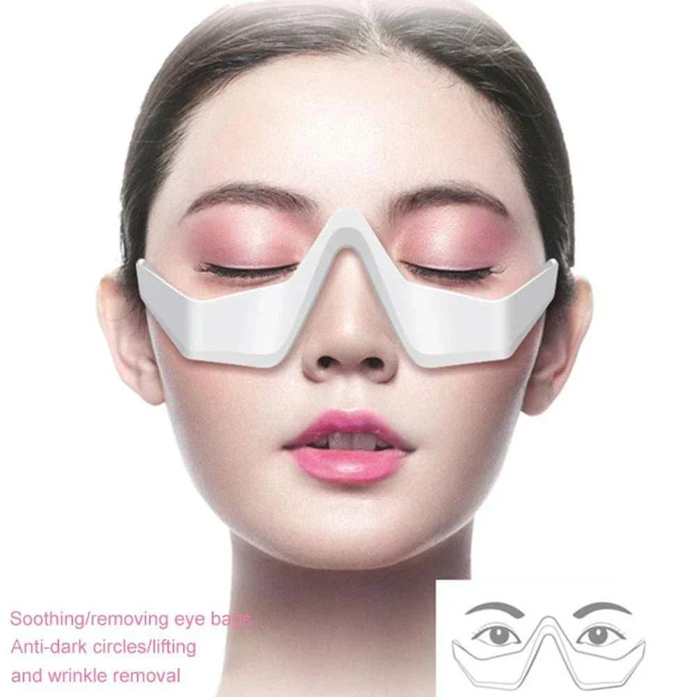 Rechargeable eye massager with micro-current technology to reduce wrinkles, dark circles, and eye puffiness