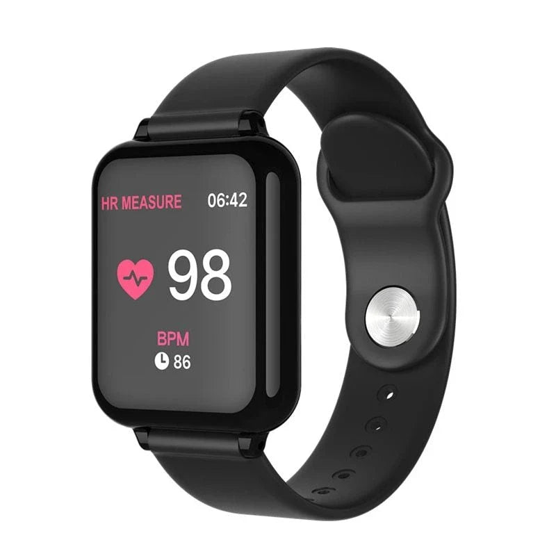 Apple-compatible smart sports watch with color display, health tracking features, and smartphone connectivity