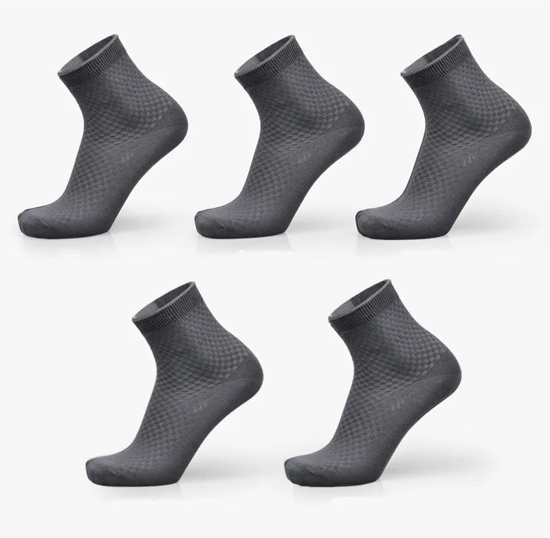 Men's bamboo fibre business socks with small square pattern in five colour options
