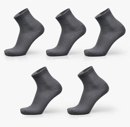 Men's bamboo fibre business socks with small square pattern in five colour options