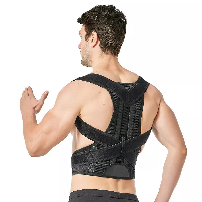 Adjustable Posture Corrector Belt in black and grey, sizes XS to 4XL