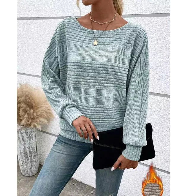 Women's striped batwing sleeves T-shirt in various colors