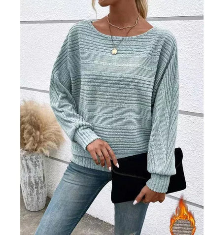 Women's striped batwing sleeves T-shirt in various colors