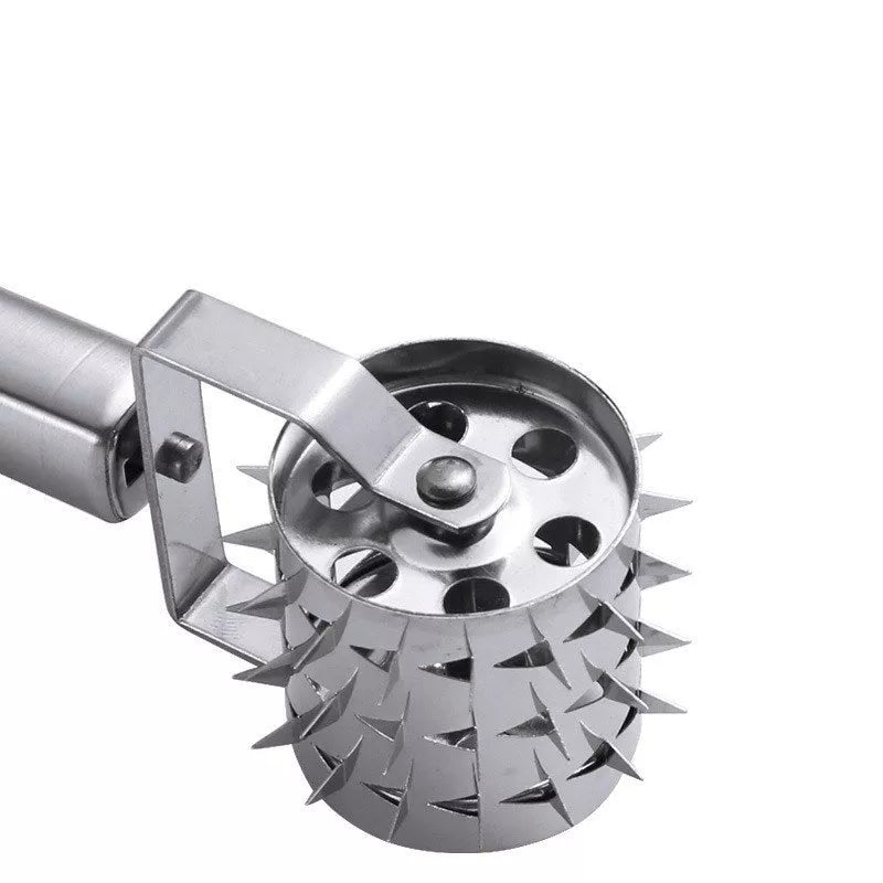 Stainless steel meat hammer with puncture wheel for tenderizing meat