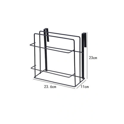 Double layer iron kitchen towel rack for organizing chopping boards and rags