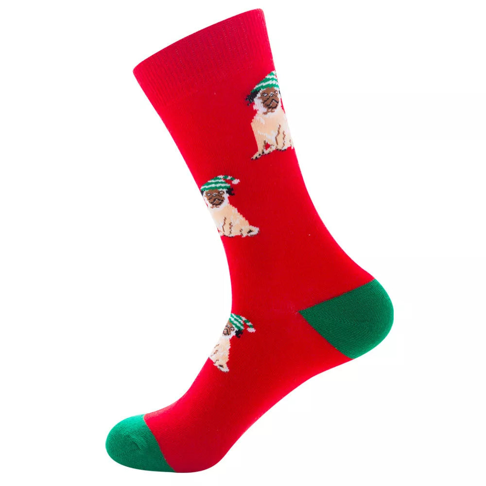 Christmas Tree Snow Elk Gift Cotton Happy Socks with antibacterial feature