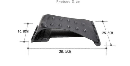 Black cervical traction device with adjustable height settings for neck support