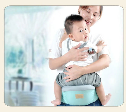 Baby sling waist seat carrier showing 15mm cushion and 25mm waist pad with anti-sliding design