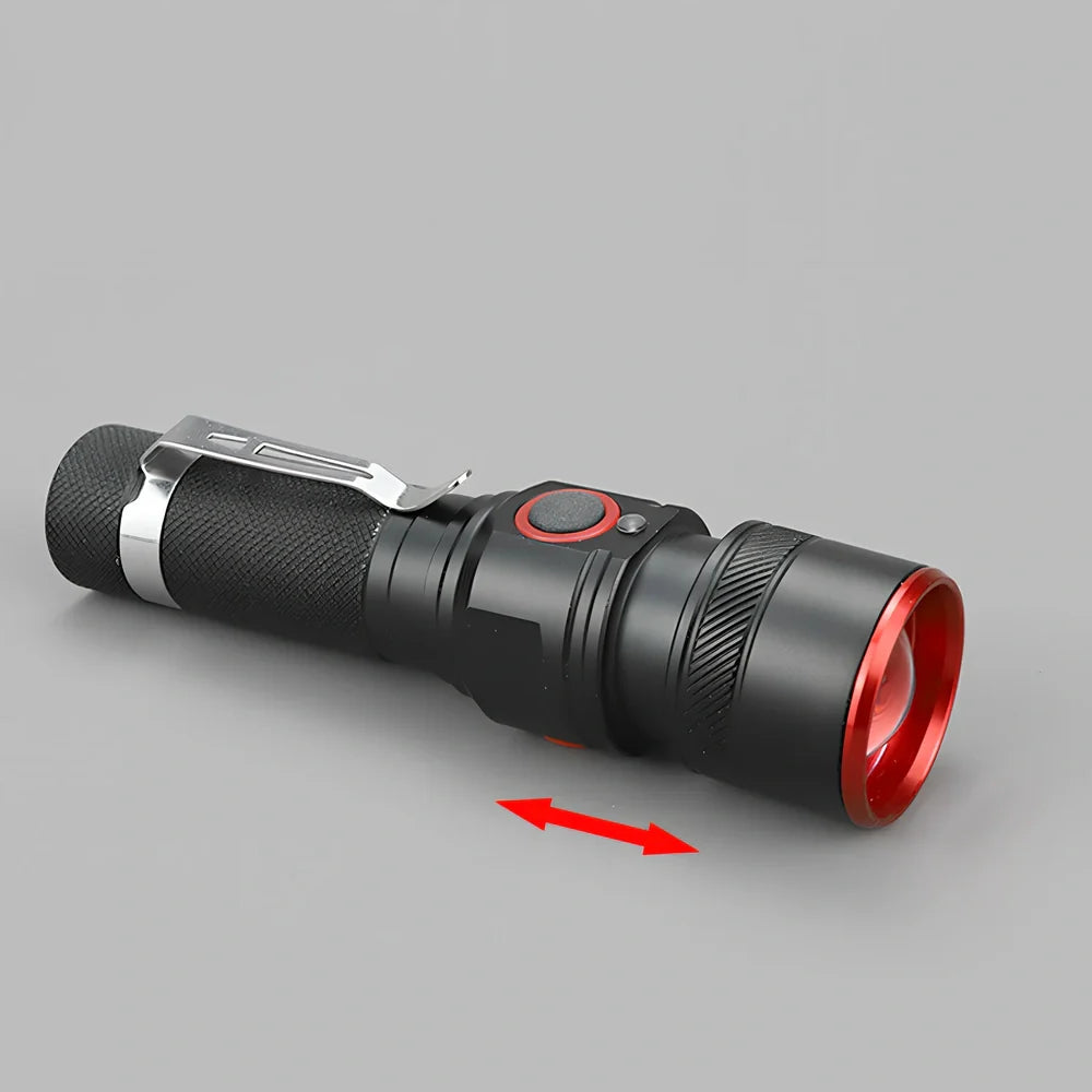 LED torch with dimming switch and constant voltage technology for reliable illumination