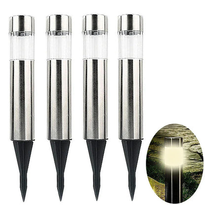 Solar cylindrical lawn light 23cm tall with 5.5cm diameter for garden pathway illumination
