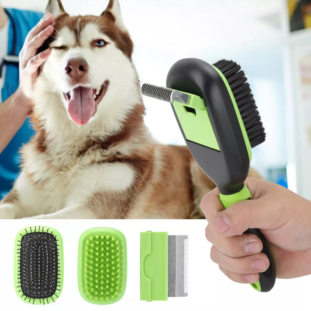 5-in-1 pet grooming comb set for cats and dogs with stainless steel tools