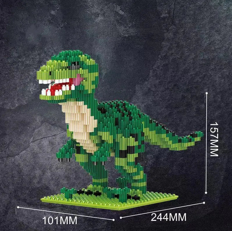 Dinosaur Model Assembly Kit Small Diamond Particle Building Blocks Plastic Construction Toy Set in Four Particle Counts 528 539 597 or 676 Pieces Colour Box Packing Graphic Customisation Available