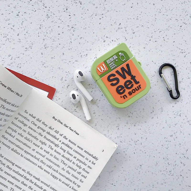 Green silicone protective case with a cartoon animal design for Apple AirPods 1st and 2nd generation charging case