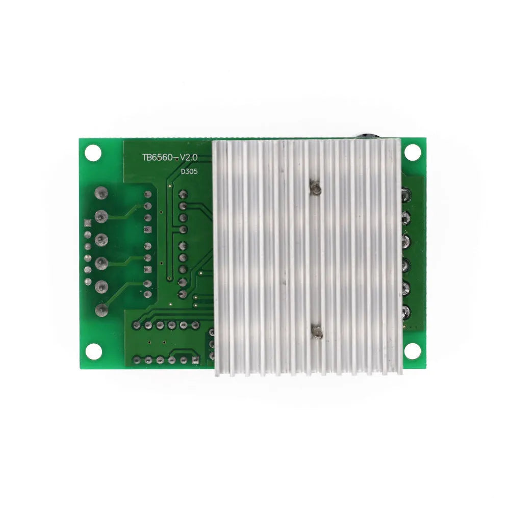 TB6560 stepper motor driver module on a circuit board with a large metal heat sink.