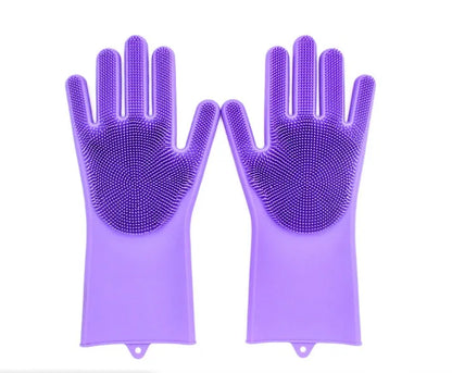 FDA food grade silicone kitchen cleaning gloves with orange colour and 357mm length