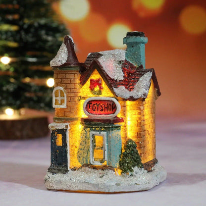 Christmas Micro Landscape Resin House Ornament with detailed festive design