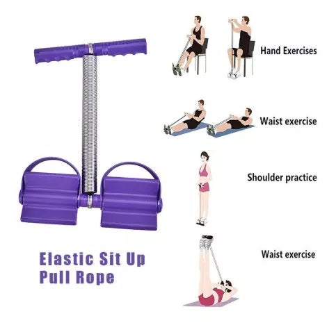 Spring pedal puller in purple, compact fitness equipment for muscle training