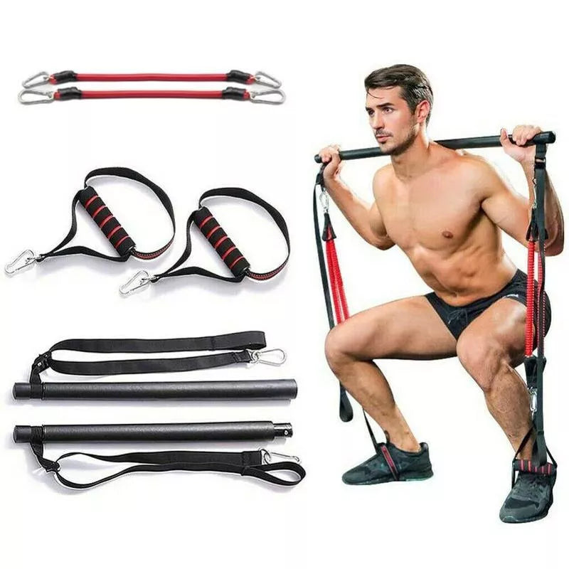 Pilates Bar Kit with removable resistance bands for home workouts