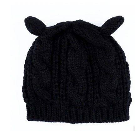 Cozy Cat Ear Knit Beanie in various colors for autumn and winter warmth