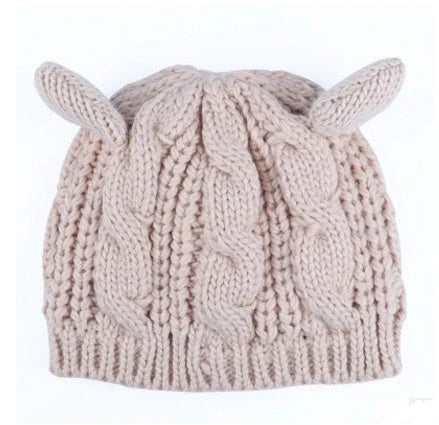 Cozy Cat Ear Knit Beanie in various colors for autumn and winter warmth