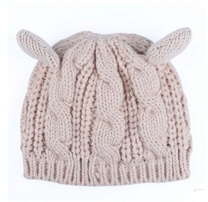 Cozy Cat Ear Knit Beanie in various colors for autumn and winter warmth