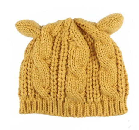 Cozy Cat Ear Knit Beanie in various colors for autumn and winter warmth