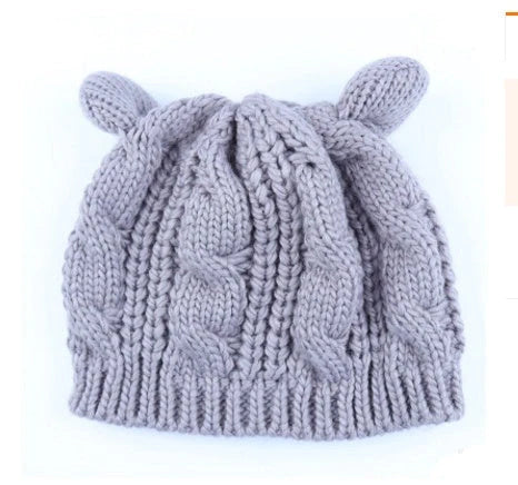 Cozy Cat Ear Knit Beanie in various colors for autumn and winter warmth