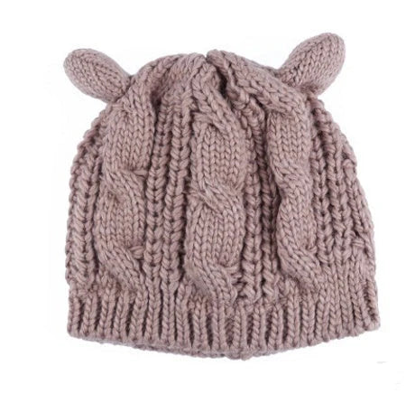 Cozy Cat Ear Knit Beanie in various colors for autumn and winter warmth