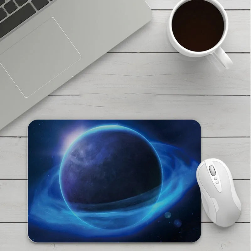 Customisable thick cartoon mouse pad with non-slip base, showing sample patterns like strawberry, cat, and whale designs.