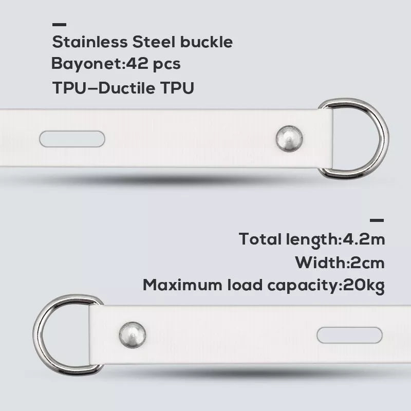 Telescopic balcony clothesline with white TPU rope and hanger holes for efficient drying