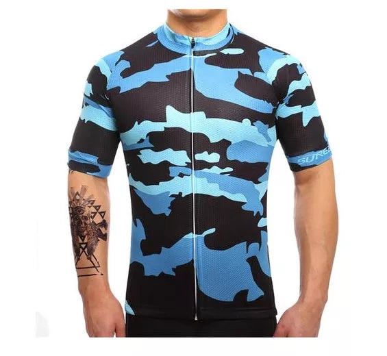 CamoLike Cycling Jersey with moisture-wicking fabric and camouflage pattern