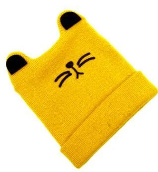 Cotton baby hat with cat ears for infants aged 6-36 months in grey colour