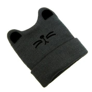 Cotton baby hat with cat ears for infants aged 6-36 months in grey colour