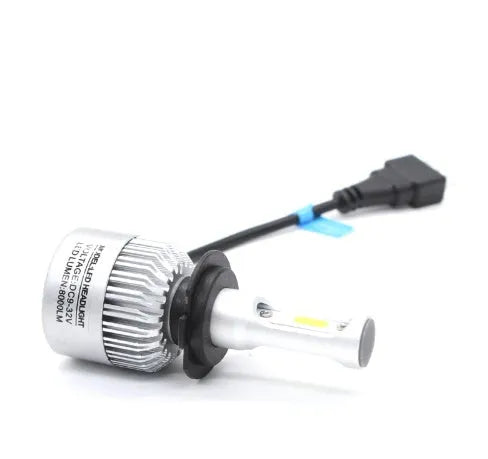 S2 car LED headlight bulbs with COB chip, 6500K white light, 8000LM, cooling fan and aviation aluminium 6063