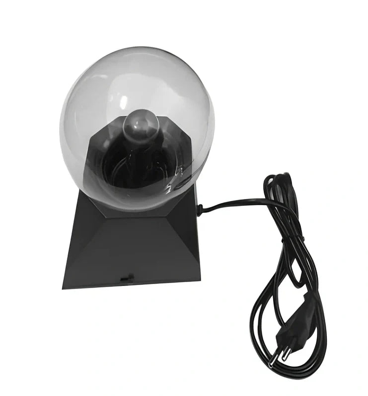 Plasma ball lightning ball with glass spherical shell showing colourful linear light and interactive touch response