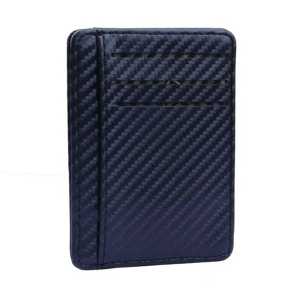 Slim RFID-blocking PU leather wallet for men with carbon fiber design