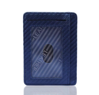 Slim RFID-blocking PU leather wallet for men with carbon fiber design